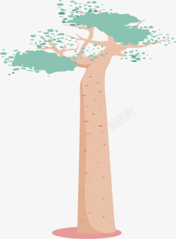 猴面包树水彩手绘风格面包树矢量图高清图片