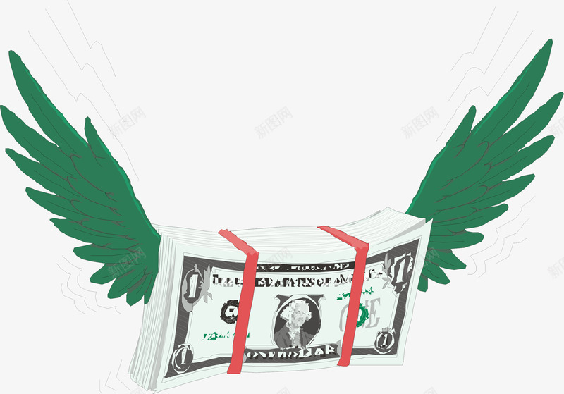 长着翅膀的钱矢量图eps免抠素材_88icon https://88icon.com 创意 抽象 翅膀 金融 钱币 矢量图