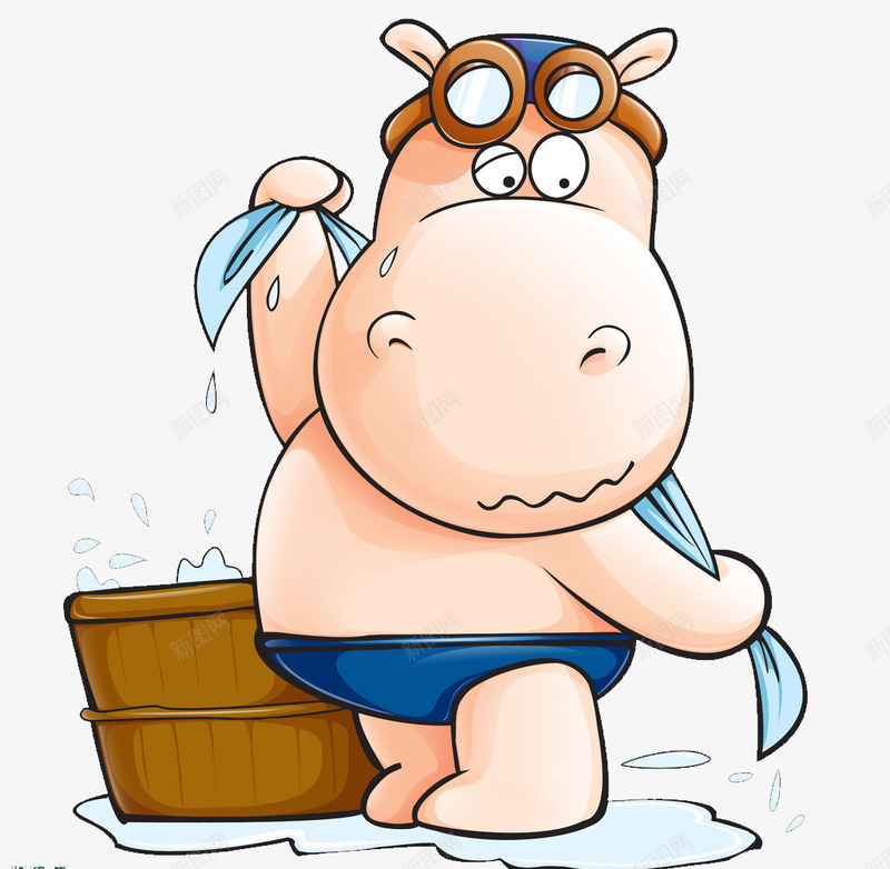 洗澡的猪png免抠素材_88icon https://88icon.com 卡通画 卡通素材 扁平素材 扁平风格 洗澡的猪