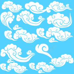 手绘中国风各种云彩素材