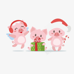 三只小猪免抠图片三只粉色的小猪和礼物矢量图高清图片