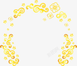 金色闪耀花朵框架素材