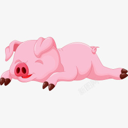 睡着的小猪睡着的粉色小猪矢量图高清图片