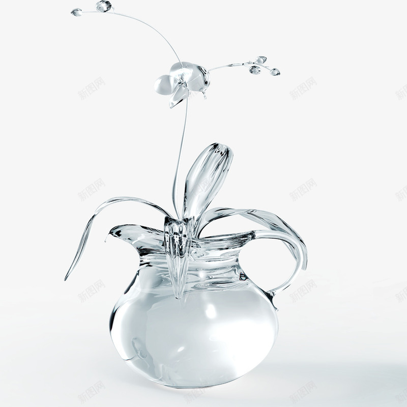 玻璃花盆png免抠素材_88icon https://88icon.com 水晶鲜花 白色 质感 透明玻璃杯 飞扬的水