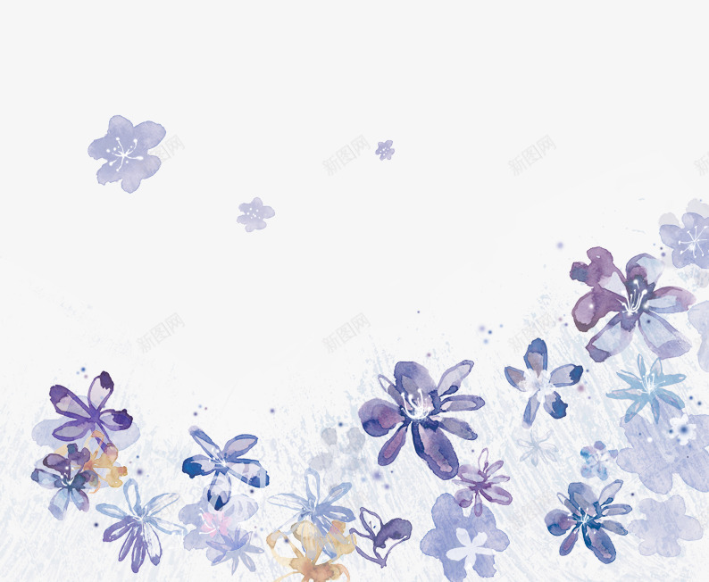 唯美蓝色的花png免抠素材_88icon https://88icon.com 创意插画 卡通插画 小花 水彩画 蓝色 韩国插画 风景画 鲜花