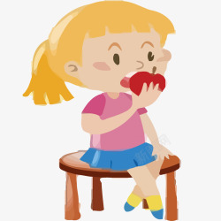 儿童吃苹果病从口入矢量图素材