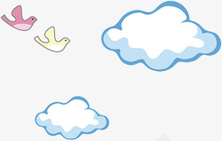 卡通的云朵与小鸟素材