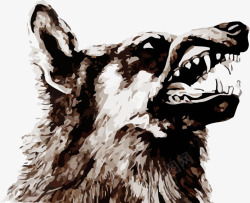 手绘风格动物狼头狰狞素材