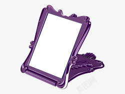 紫色花纹边框玻璃镜子矢量图素材