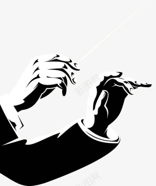网易音乐图标黑白手绘音乐家指挥家手部图标图标