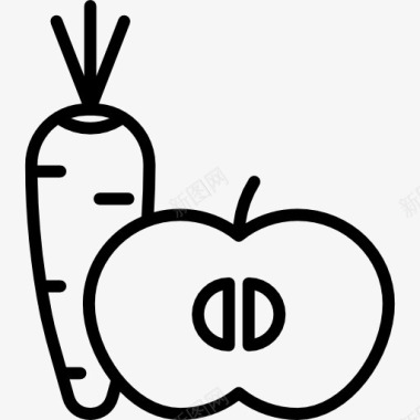 苹果食物胡萝卜和苹果图标图标