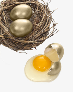 麻袋中的金蛋创意鸟巢中的金蛋高清图片