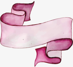 手绘水彩紫色彩带矢量图素材
