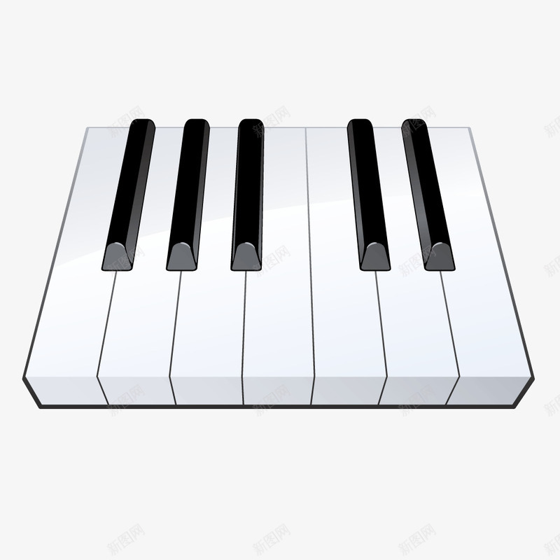 卡通钢琴键盘矢量图ai免抠素材_88icon https://88icon.com 卡通 钢琴键盘 黑白键 矢量图