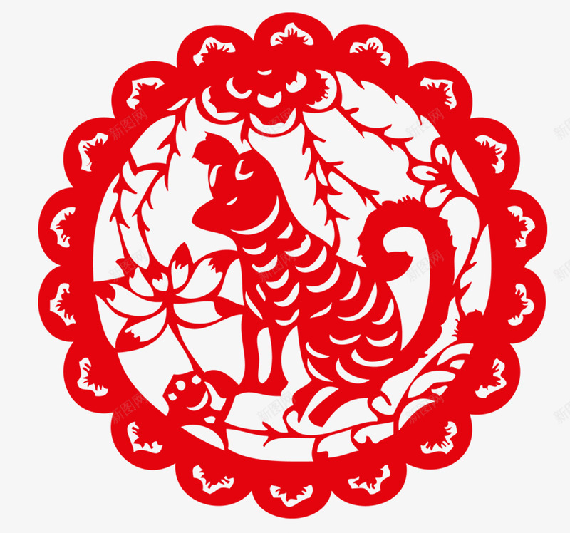 2018狗年剪纸风格png免抠素材_88icon https://88icon.com 2018 新年海报 晚会背景 狗年剪纸 狗年海报 贺岁迎春