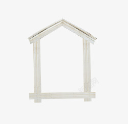 木头相框房子形状边框高清图片