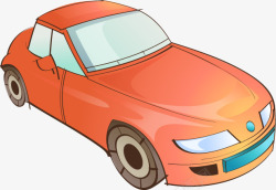 扁平风格手绘创意元素橙色的汽车素材