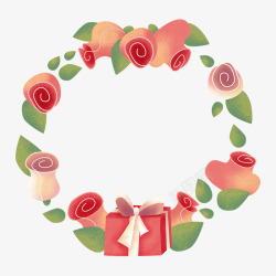 情人节玫瑰与礼物花环装饰素材