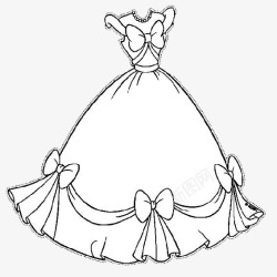 手绘公主白色礼服裙子素材