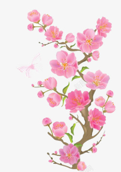 粉色鲜花手绘插画素材