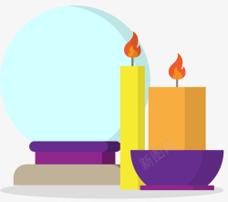 蜡烛占卜蜡烛卡通风格塔罗牌矢量图高清图片