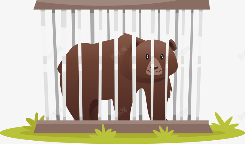 白色的笼子和棕色的熊矢量图eps免抠素材_88icon https://88icon.com 动物 动物png 动物矢量图 棕色的熊 熊 矢量图