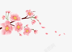 水彩粉色桃花装饰图素材