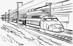 简单绘画素材铅笔绘磁悬浮列车高清图片