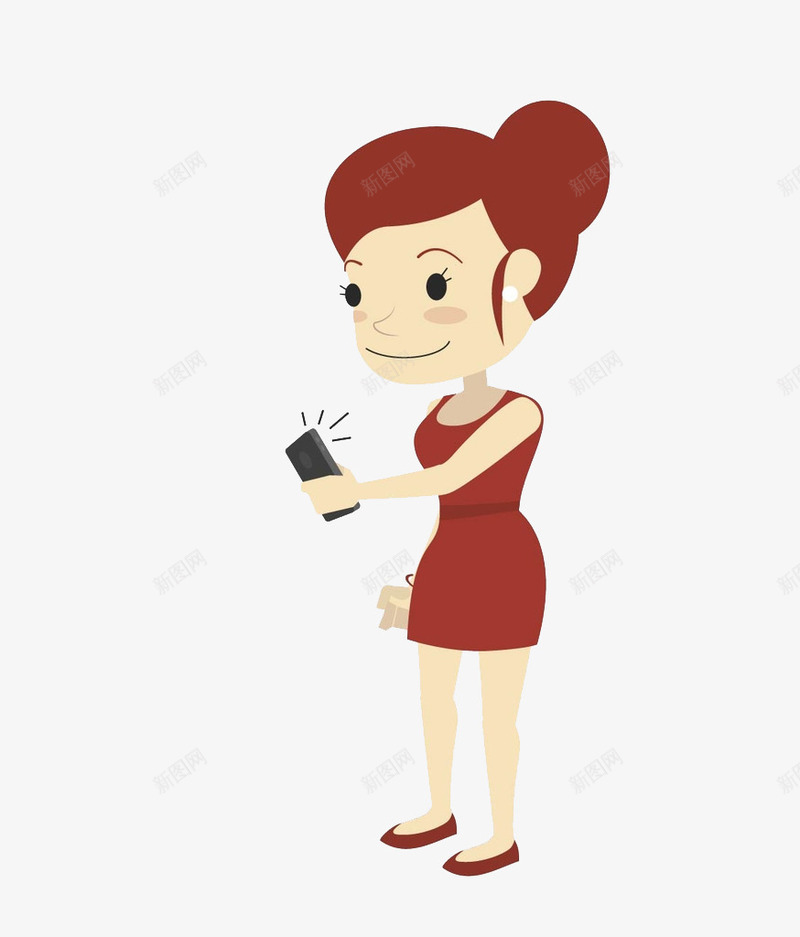 卡通拿着手机的女人图png免抠素材_88icon https://88icon.com 卡通 女人 手机 插图 时尚的 漂亮的 红色的