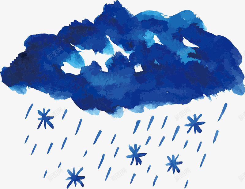 手绘雨夹雪天气png免抠素材_88icon https://88icon.com 卡通 图案 手绘 深蓝色的云彩 蓝色的雨夹雪 装饰