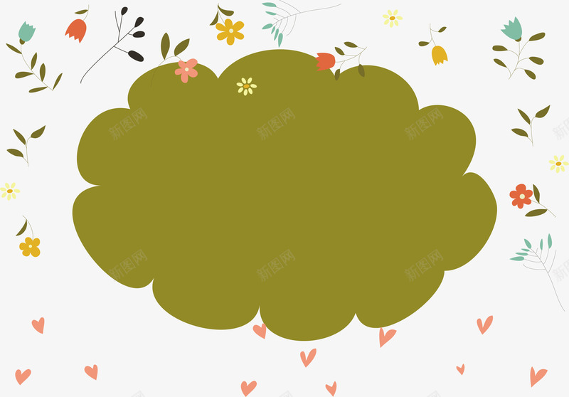 绿色云朵对话框矢量图ai免抠素材_88icon https://88icon.com 云朵对话框 卡通手绘 叶子 植物 绿色 花朵 鲜花 矢量图