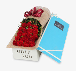 鲜花礼盒玫瑰蔷薇蓝盒子素材
