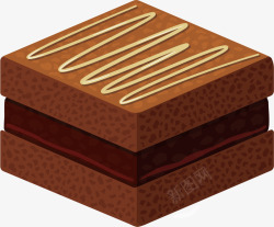 褐色巧克力正方体蛋糕矢量图高清图片