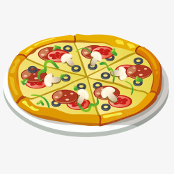 黄色圆弧披萨美食元素矢量图素材