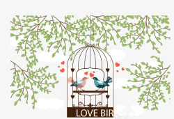 笼子中的爱情鸟素材