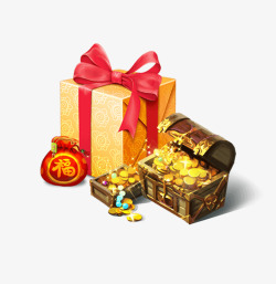 金色宝箱礼物盒宝箱高清图片