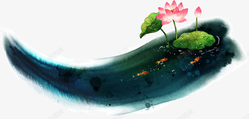 中国风意境水墨荷花png免抠素材_88icon https://88icon.com 中国风 意境 水墨荷花