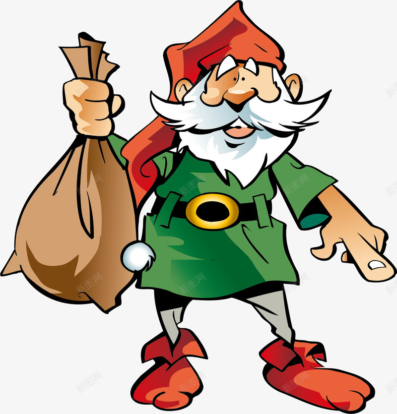圣诞节可爱小矮人png免抠素材_88icon https://88icon.com 可爱小矮人 呆萌小矮人 圣诞礼物 圣诞节 棕色包裹 红色圣诞帽