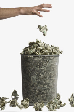 创意倒进马桶中的钱币创意扔进垃圾桶中的钱币高清图片