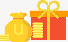 金钱袋红色礼物盒png免抠素材_88icon https://88icon.com 礼物 红色 钱袋
