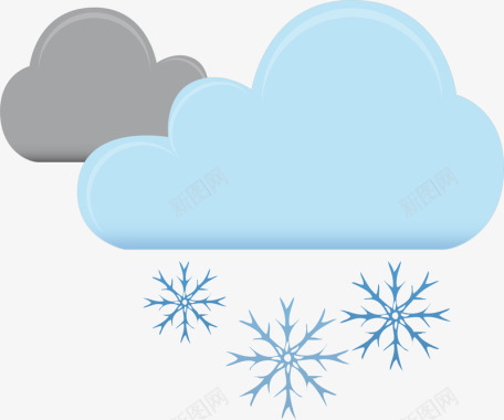 矢量雪花树卡通云朵雪花矢量图图标图标