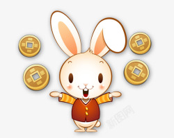 可爱兔子扔钱币可爱兔子扔钱币高清图片