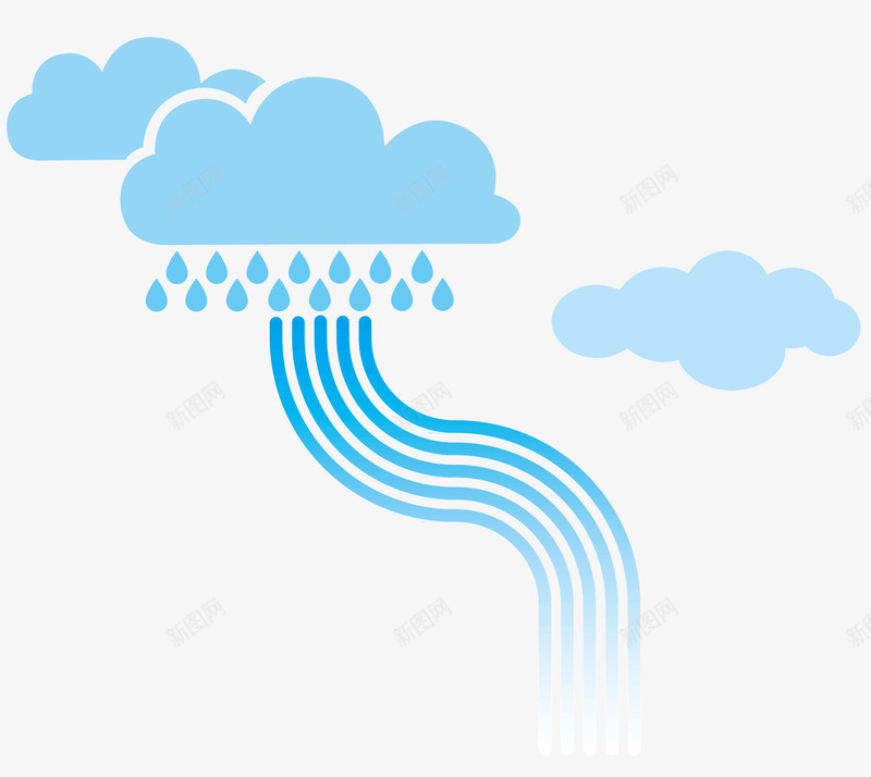 蓝色的雨水矢量图ai免抠素材_88icon https://88icon.com 下雨 下雨效果 云 云彩 矢量素材 雨滴 矢量图