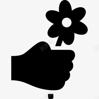 自然的手势手上拿着一朵花图标图标