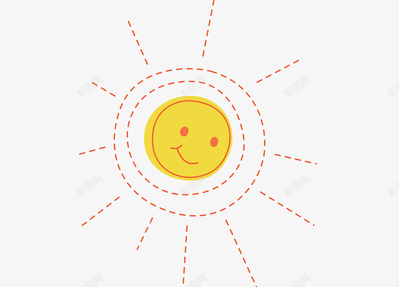 可爱的太阳png免抠素材_88icon https://88icon.com 几何形状 可爱 抽象 红色 虚线 黄色的太阳