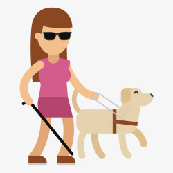 盲人PNG盲人牵着导盲犬过马路高清图片