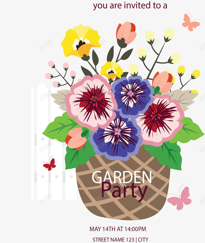 花园鲜花插花花束矢量图ai免抠素材_88icon https://88icon.com 五彩花束 矢量png 花园 花园派对 花园鲜花 鲜花 矢量图