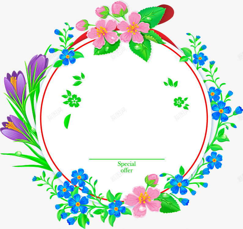 手绘蓝色花朵花藤花环png免抠素材_88icon https://88icon.com 手绘 花朵 花环 花藤 蓝色