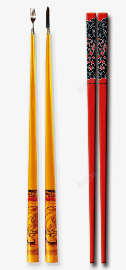 黄色刀叉筷子素材