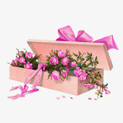 粉色礼盒装鲜花装饰图案素材